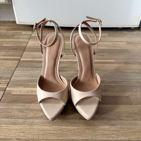Steve Madden MAIDEN bone leather platform dress heel sandals, women’s size 6 - Picture 2 of 8